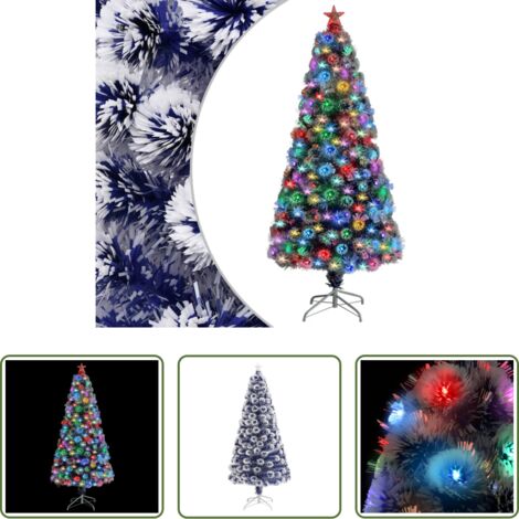 Luces LED -  Árbol de Navidad con luces fibra óptica blanco y azul 150 cm