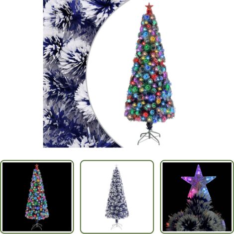 Luces LED -  Árbol de Navidad con luces fibra óptica blanco y azul 210 cm