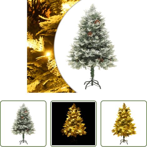Luces LED -  Árbol de Navidad con luces y piñas PVC PE verde 150 cm
