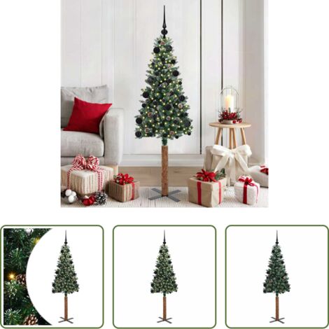 Luces LED -  Árbol de Navidad Delgado con 150 LED con soporte Verde 150 cm