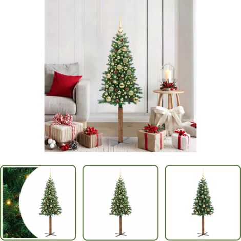 Luces LED -  Árbol de Navidad Delgado con 150 LED con soporte Verde 150 cm