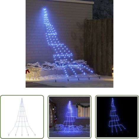 Luces LED -  Árbol de Navidad LED con estacas de tierra Azul 306 cm Metal