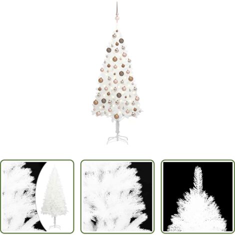 Luces LED -  Árbol de Navidad preiluminado con luces y bolas blanco 120 cm
