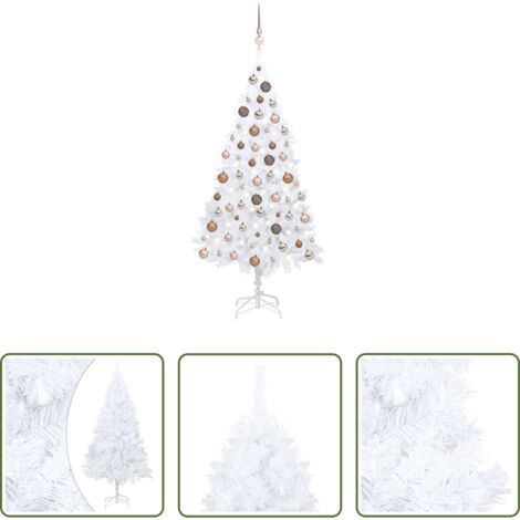 Luces LED -  Árbol de Navidad preiluminado con luces y bolas blanco 150 cm