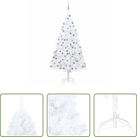Luces LED -  Árbol de Navidad preiluminado con luces y bolas blanco 210 cm