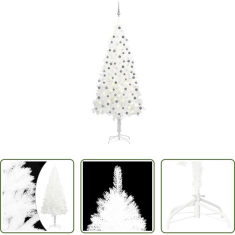 Luces LED -  Árbol de Navidad preiluminado con luces y bolas blanco 210 cm