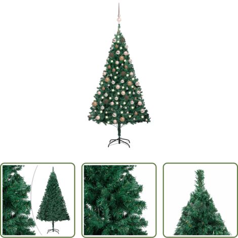 Luces LED -  Árbol de Navidad preiluminado con luces y bolas verde 150 cm