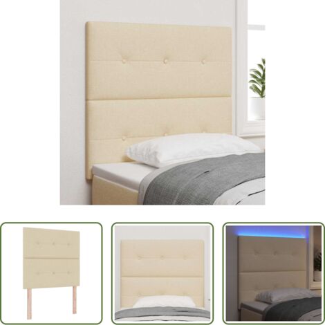 Luces LED -  Cabecero LED con tiras LED con cabecera Crema 100 cm tela
