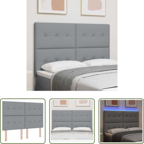 Luces LED -  Cabecero LED con tiras LED con cabecera Gris Claro 144 cm tela