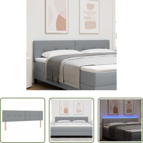 Luces LED -  Cabecero LED con tiras LED con cabecera Gris Claro 180 cm tela