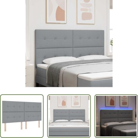 Luces LED -  Cabecero LED con tiras LED con cabecera Gris Claro 180 cm tela