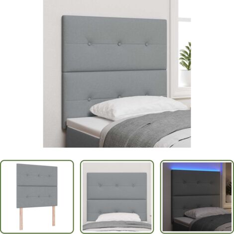 Luces LED -  Cabecero LED con tiras LED con cabecera Gris Claro 80 cm tela