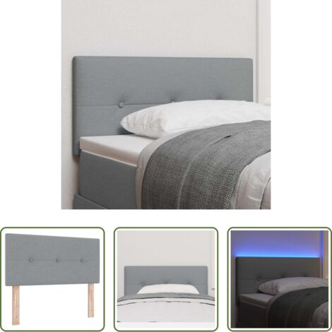 Luces LED -  Cabecero LED con tiras LED con cabecera Gris Claro 90 cm tela