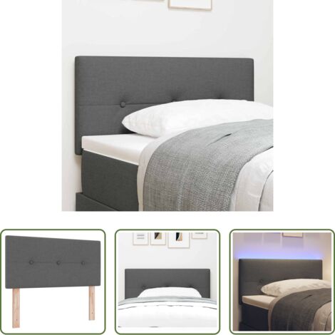 Luces LED -  Cabecero LED con tiras LED con cabecera Gris oscuro 80 cm tela