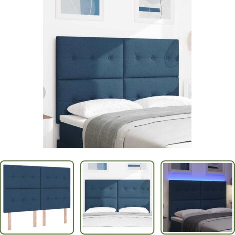 Luces LED -  Cabecero LED con tiras LED con cabecera Manual Azul 144 cm tela