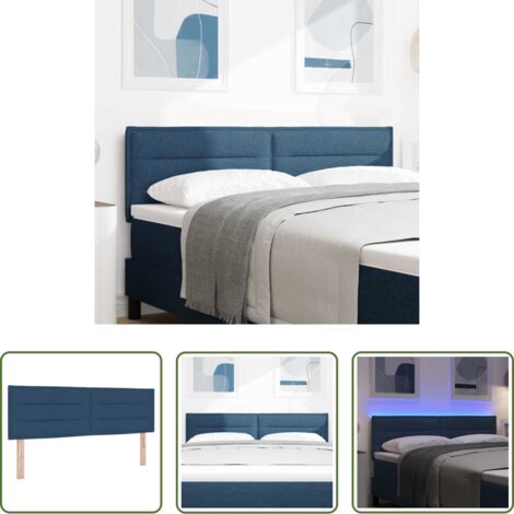 Luces LED -  Cabecero LED con tiras LED con cabecera Manual Azul 160 cm tela
