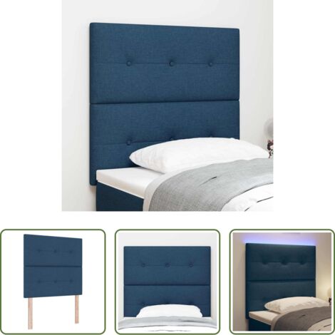 Luces LED -  Cabecero LED con tiras LED con cabecera Manual Azul 80 cm tela