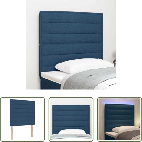 Luces LED -  Cabecero LED con tiras LED con cabecera Manual Azul 90 cm tela