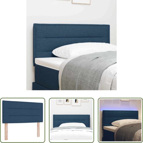 Luces LED -  Cabecero LED con tiras LED con cabecera Manual Azul 90 cm tela