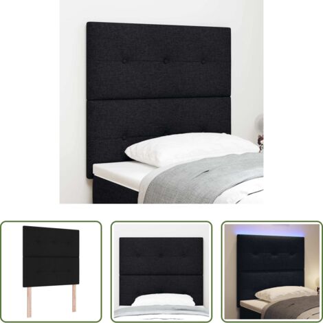 Luces LED -  Cabecero LED con tiras LED con cabecera Manual Negro 90 cm tela