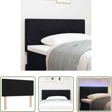 Luces LED -  Cabecero LED con tiras LED con cabecera Manual Negro 90 cm tela