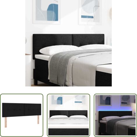 Luces LED -  Cabecero LED con tiras LED con cabecera Negro 144 cm tela