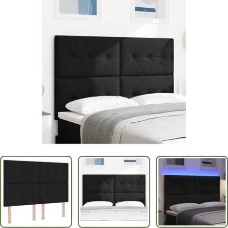 Luces LED -  Cabecero LED con tiras LED con cabecera Negro 160 cm tela
