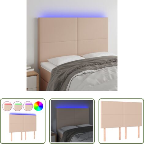 Luces LED -  Cabecero luces LED cuero sintético capuchino 144x5x118/128cm