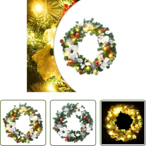 Luces LED -  Corona de Navidad con luces LED PVC verde 60 cm