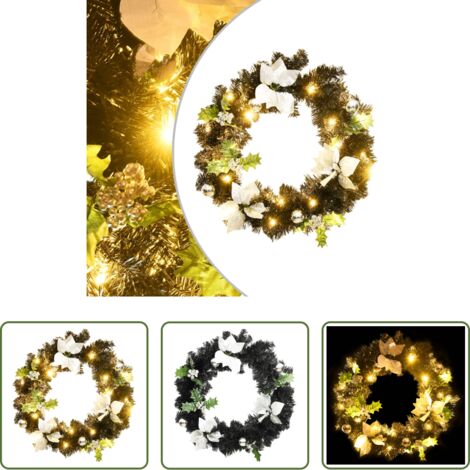 Luces LED -  Corona de Navidad con luces LED verde 60 cm PVC