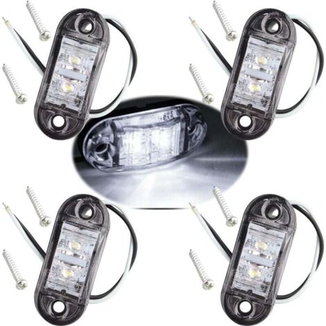 luces LED de posición laterales ovaladas blancas IP65 de 12 V/24 V, luces delanteras y traseras universales para camión, remolque, furgoneta, caravana, coche, camión, autobús, barco,