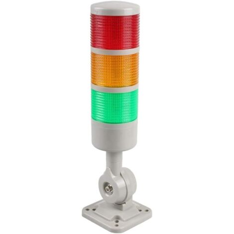 Luces LED de torre de señal, lámpara de columna de advertencia industrial, Andon con base giratoria, conmutable constante/intermitente, 12 V 24 V CC (3 capas, con zumbador)