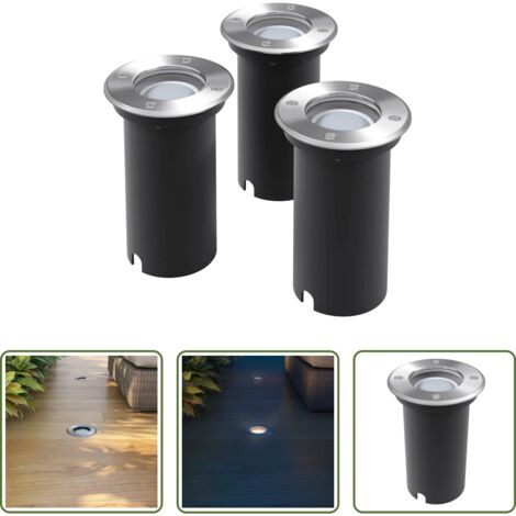 Luces LED -  Luces de suelo de exterior redondas 3 unidades