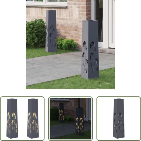 Luces led -  Luz de camino LED solar 2 pcs Antracita Acero laminado en frío