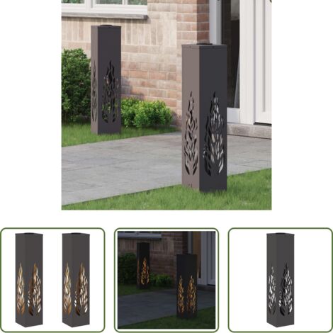 Luces led -  Luz de camino LED solar 2 pcs Negro Acero laminado en frío
