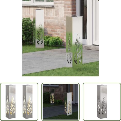Luces LED -  Luz de camino LED solar 2 pcs Plateado Acero inoxidable