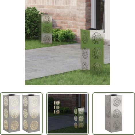 Luces LED -  Luz de camino LED solar 2 pcs Plateado Acero inoxidable