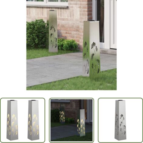 Luces LED -  Luz de camino LED solar 2 pcs Plateado Acero inoxidable