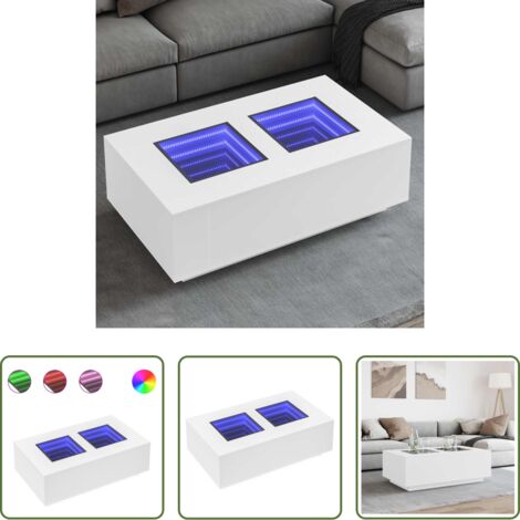 Luces LED -  Mesa de centro con LED Infinity blanca 116x69x40 cm