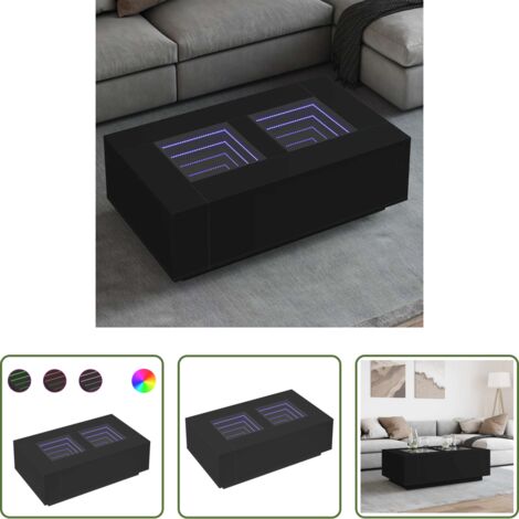 Luces LED -  Mesa de centro con LED Infinity negra 116x69x40 cm
