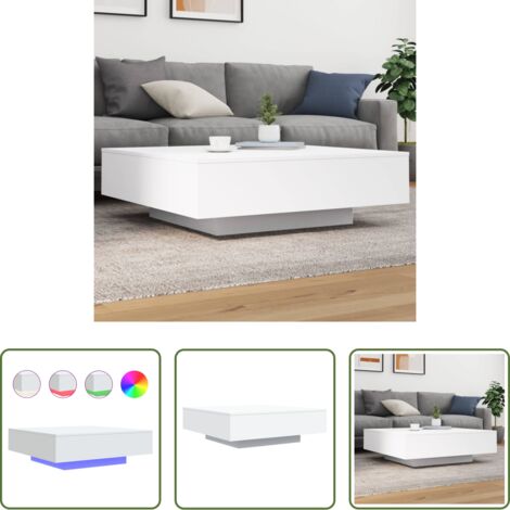 Luces LED -  Mesa de centro con luces LED blanco 100x100x31 cm