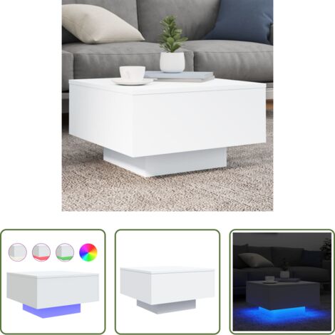 Luces LED -  Mesa de centro con luces LED blanco 55x55x31 cm