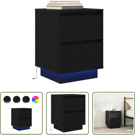Luces LED -  Mesilla de noche con luces LED negra 38x34x50 cm