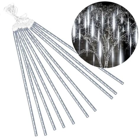 LUCES LED METEOROLÓGICAS 8 CARÁMBANOS 30 CM - EFECTO NIEVE BLANCA FRÍA / LLUVIA DE METEOROLÓGICOS