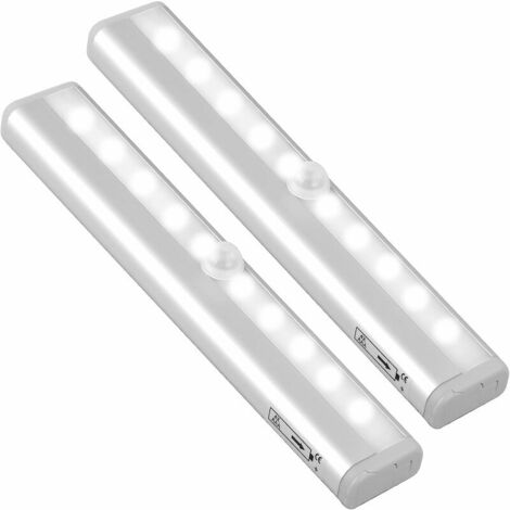 luces LED para armario con sensor de movimiento con tira magnética, 10 luces LED de noche, luces de armario con pilas, luces de armario, luces inalámbricas para cocina, escaleras, pasillo