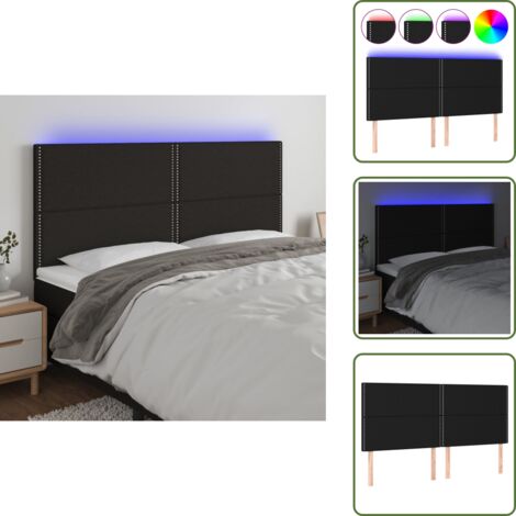 Luces LED para cama - vidaXL Cabecero con luces LED tela negro 200x5x118/128 cm - Cabecero ajustable