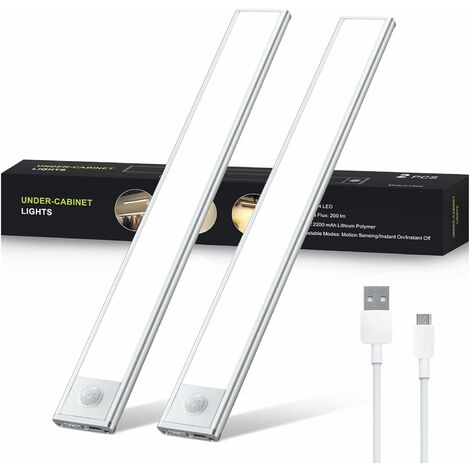 Luz Armario Sensor Movimiento Recargable USB, Regleta LED Cocina