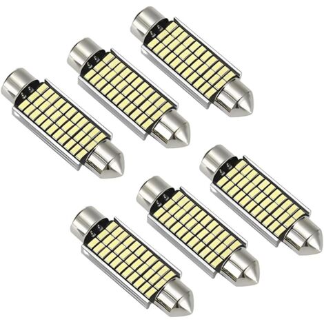 luces LED para el interior del coche, iluminación interior superbrillante Plug and Play, con disipación de calor en la parte trasera (41 mm) (Blanco)