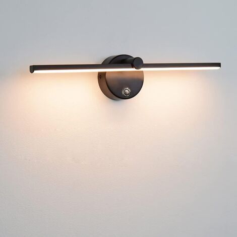 Luces LED para espejo regulables con interruptor, luz de pared para baño giratoria de 300°, lámpara LED para espejo de baño de 8 W y 4000 K