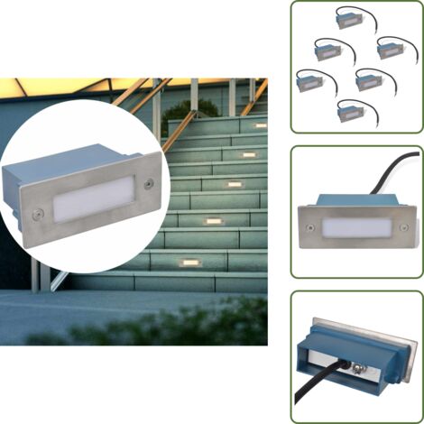 Luces LED para exteriores - vidaXL Luces LED empotrables para escaleras 6 uds 44x111x56 mm - Luces LED para jardín